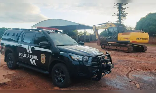 Retroescavadeira avaliada em R$1 mi é recuperada pela Polícia Civil