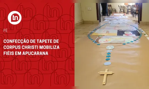 Confecção de tapete de Corpus Christi mobiliza fiéis em Apucarana