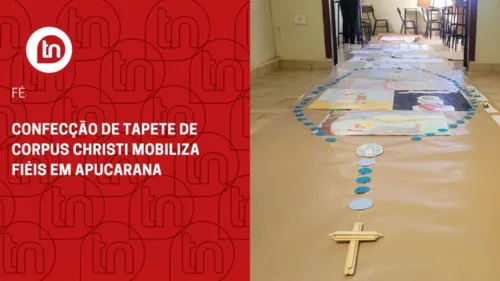 Confecção de tapete de Corpus Christi mobiliza fiéis em Apucarana