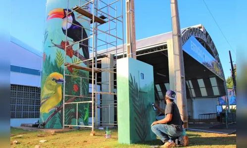 Grafiteiro Héu homenageia “Cidade dos Pássaros” com sua arte