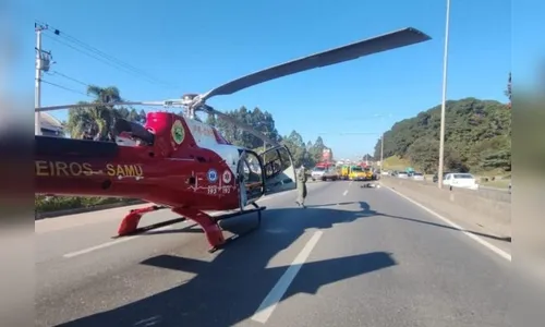Pai e filho ficam feridos em grave acidente de moto na BR-116