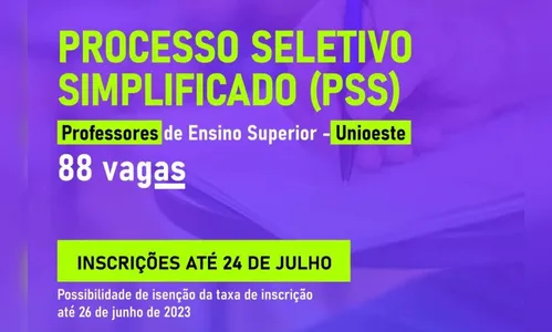 Unioeste abre PSS para a contratação de 88 professores; saiba mais