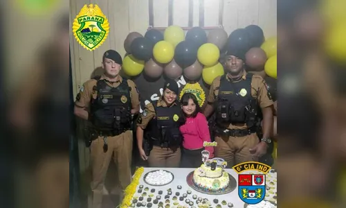 Polícia Militar visita Yasmin durante festa de aniversário em Ivaiporã