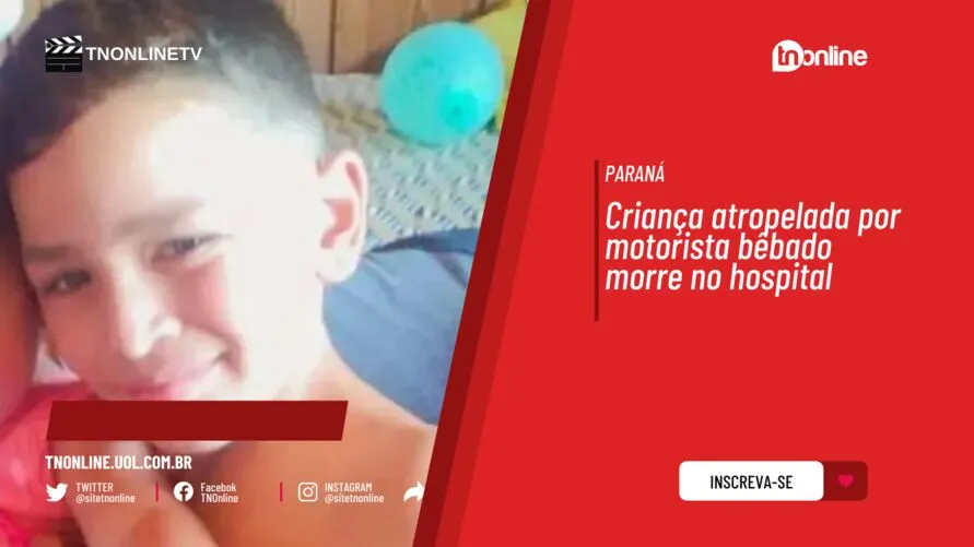 Criança atropelada por motorista bêbado morre no hospital