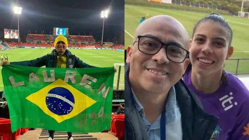 O socorrista Erymar Costa e a zagueira da seleção, Lauren