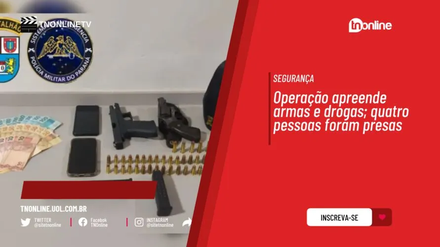 Operação apreende armas e drogas; quatro pessoas foram presas