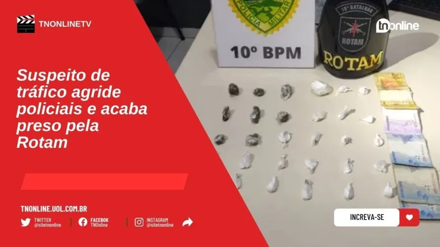 Suspeito de tráfico agride policiais e acaba preso pela Rotam