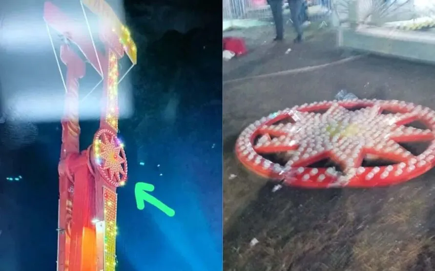 eça de brinquedo despenca e deixa duas pessoas feridas em parque no litoral de SP