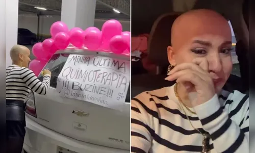 Jovem comemora última sessão de quimioterapia com passeio de carro