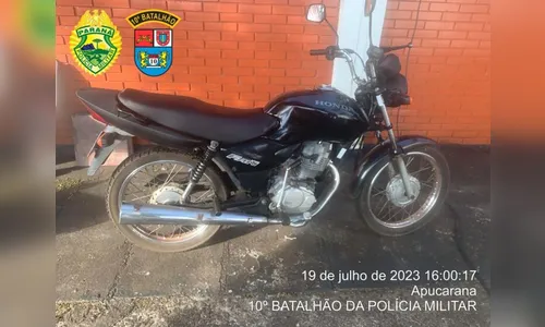 Polícia Militar recupera moto furtada em Apucarana