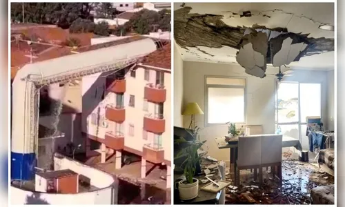 Idosa fica presa após caixa d'água quebrar e destruir apartamento