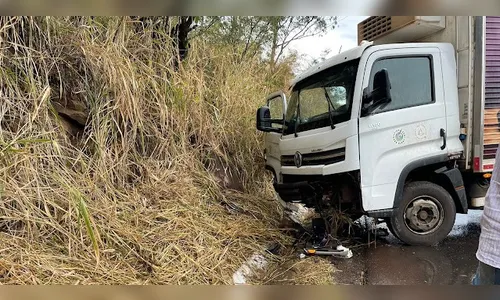 Caminhoneiro evita tragédia ao jogar veículo contra barranco na BR-369