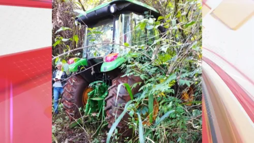 O trator foi encontrado abandonado