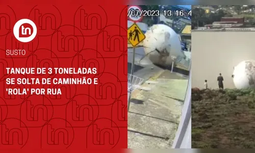 Tanque de 3 toneladas se solta de caminhão e 'rola' por rua
