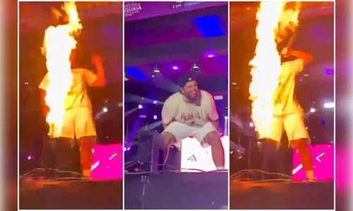 Zé Felipe quase é atingido por fogo no palco; veja o vídeo