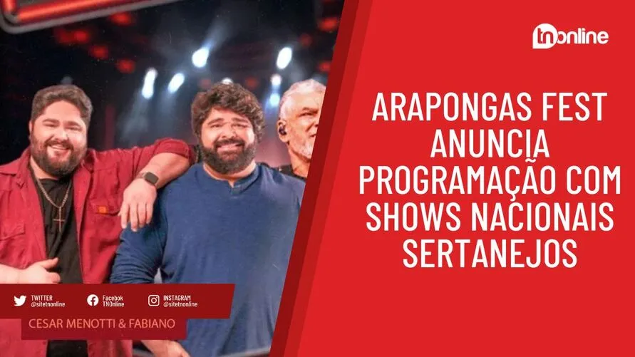 Arapongas Fest anuncia programação com shows nacionais sertanejos