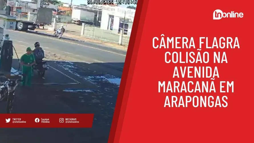 Câmera flagra colisão na Avenida Maracanã em Arapongas