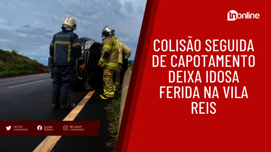 Colisão seguida de capotamento deixa idosa ferida na Vila Reis