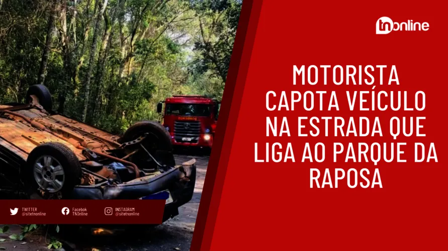 Motorista capota veículo na estrada que liga ao Parque da Raposa