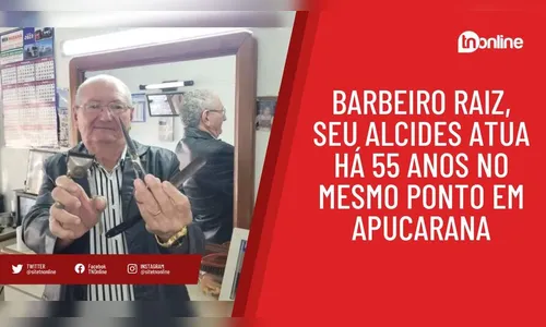 Barbeiro raiz, seu Alcides atua há 55 anos no mesmo ponto em Apucarana