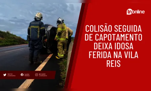 Colisão seguida de capotamento deixa idosa ferida na Vila Reis