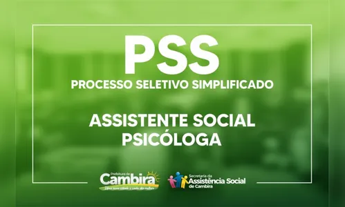 Cambira abre processo seletivo para Psicóloga e Assistente Social