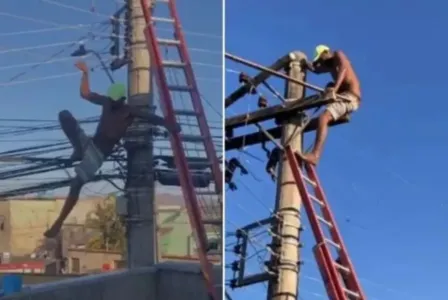 Fábio ficou 24 horas em um poste de energia