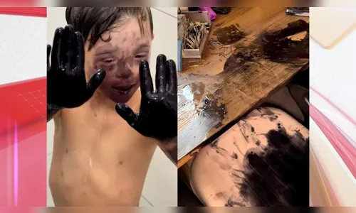 Menino viraliza ao tingir escritório da mãe com tinta de carimbo; veja