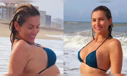 Lívia Andrade chama atenção em dia na praia: 