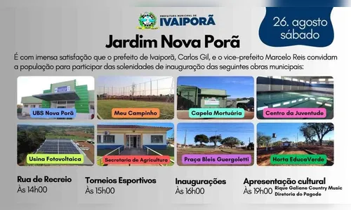 Prefeitura de Ivaiporã inaugura oito obras neste sábado (26)