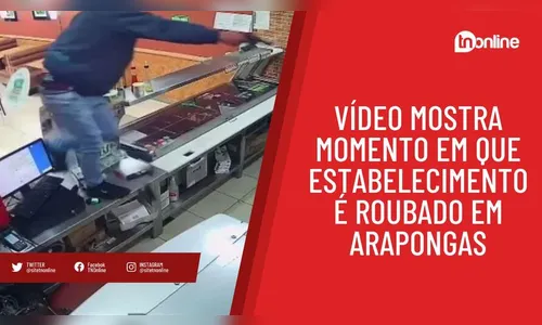 Vídeo mostra momento em que estabelecimento é roubado em Arapongas