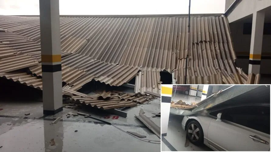 Cobertura de garagem de prédio desabou sobre veículos