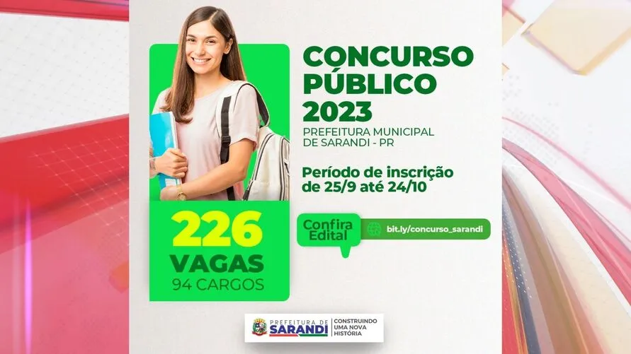 O concurso será realizado pelo Instituto de Educação e Desenvolvimento Social Nosso Rumo