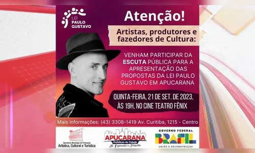 Apucarana realiza escuta pública para aplicação da Lei Paulo Gustavo