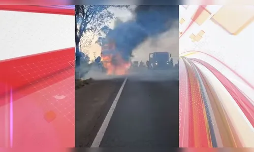 Caminhão pega fogo entre Jandaia do Sul e Mandaguari; veja