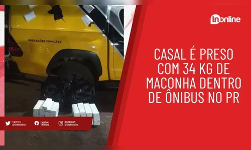 Casal é preso com 34 kg de maconha dentro de ônibus no PR