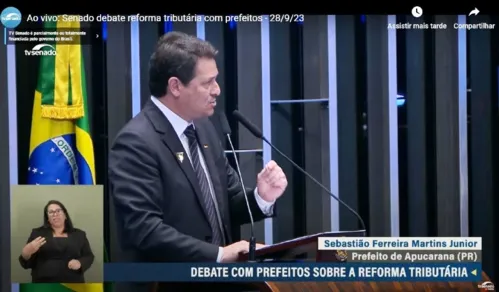 Junior da Femac durante sessão no Senado Federal