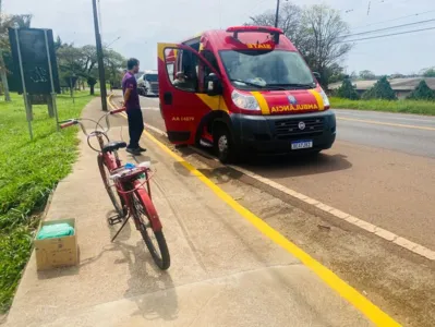 O ciclista recebeu os primeiros cuidados no local