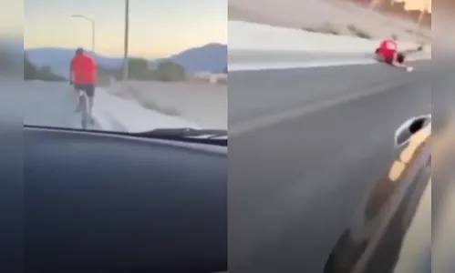 Jovem atropela ciclista de propósito e foge sem prestar socorro; vídeo