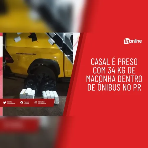 Casal é preso com 34 kg de maconha dentro de ônibus no PR