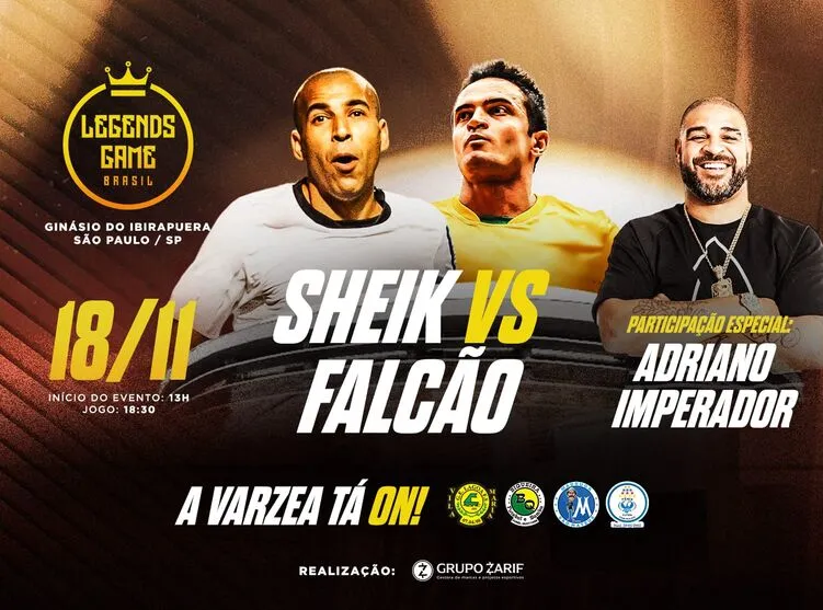 Falcão e Emerson Sheik estarão no Legends Game Brasil em novembro