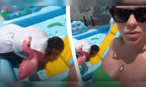 Barbara Evans é criticada ao fazer empregada inflar piscina com a boca