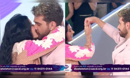 Ana Castela e Gustavo Mioto protagonizam momento romântico no Teleton