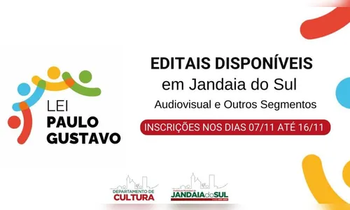 Lei Paulo Gustavo: editais foram disponibilizados em Jandaia do Sul