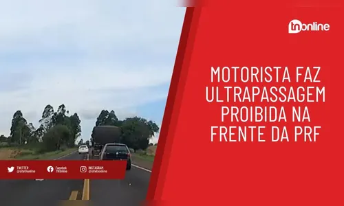 Motorista faz ultrapassagem proibida na frente da PRF
