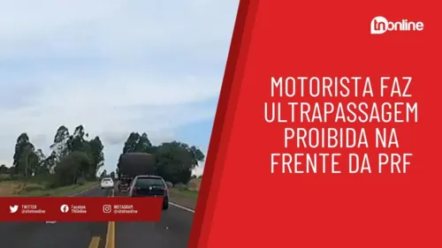 Motorista faz ultrapassagem proibida na frente da PRF