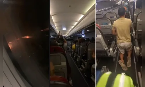 Turbina de avião pega fogo momentos após decolagem
