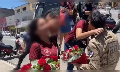 Policial pede menor de idade em casamento na porta de escola; vídeo