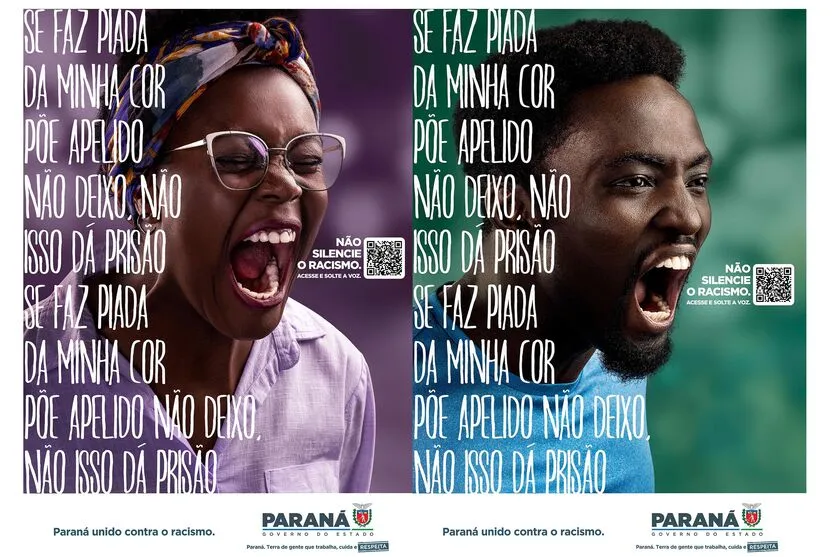 As peças da campanha mostram o que racismo é crime.