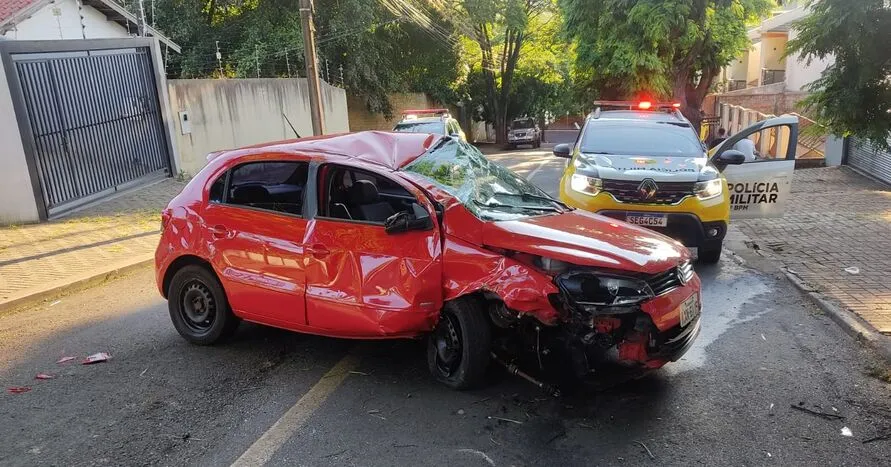 Motorista bateu contra uma árvore mas não ficou ferido